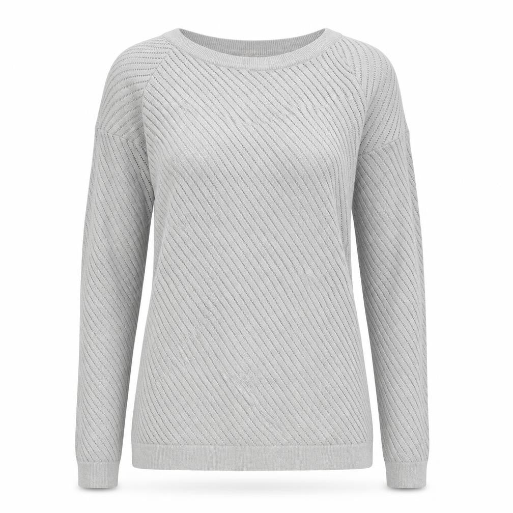 Zakti Womens Grey Round Neck Cotton Pullover Jumper Size S - Cold Shoulder