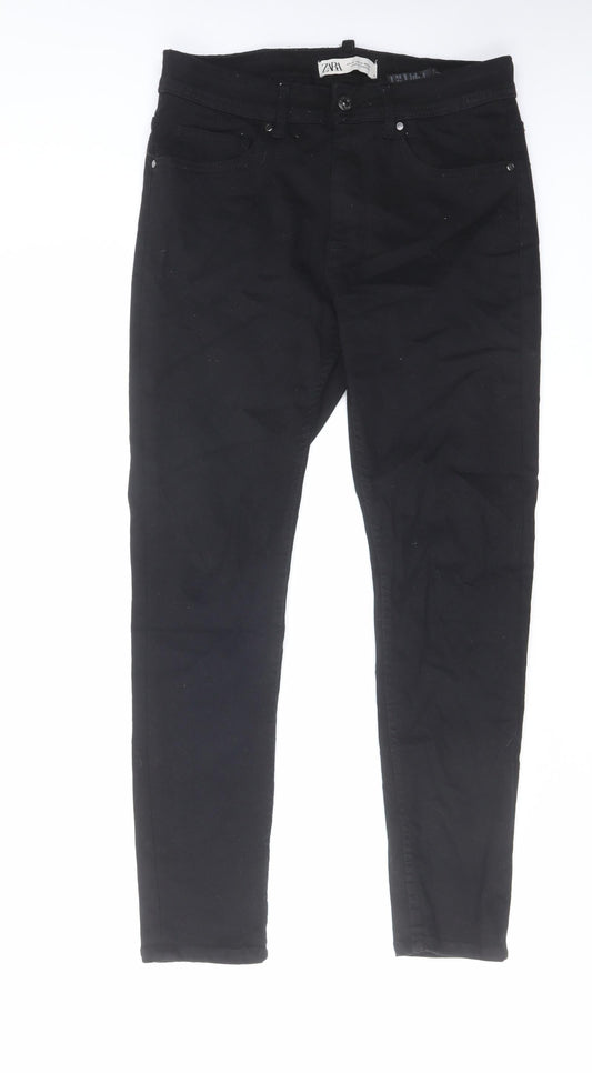 Zara Womens Black Cotton Skinny Jeans Size 10 L27 in Regular Zip