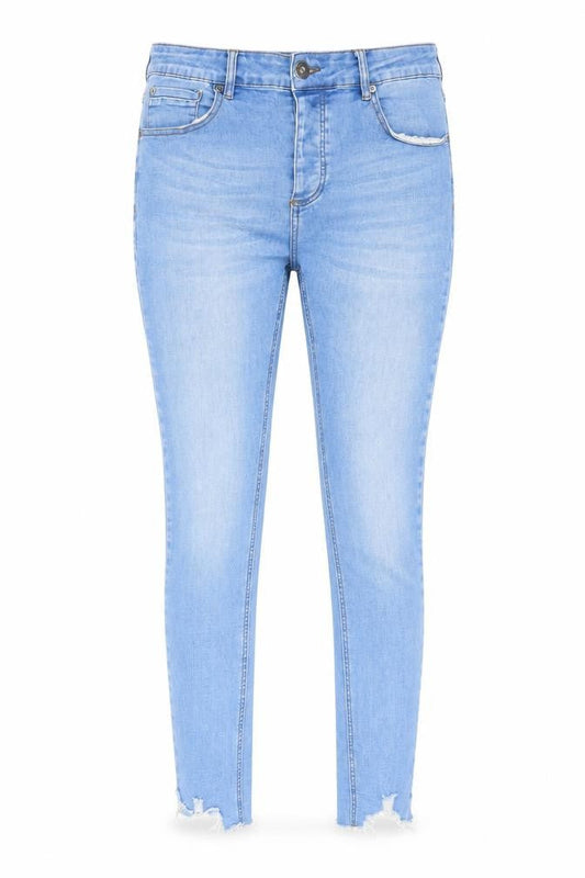 Asylum Womens Blue Cotton Skinny Jeans Size 34 in L30 in Regular Zip - Raw Hems