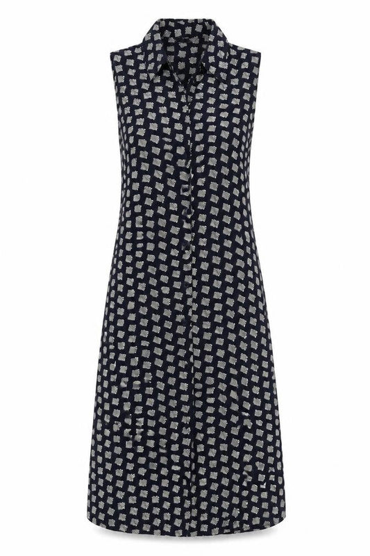 St Michael Womens Black Geometric Viscose Shirt Dress Size 8 Collared Button