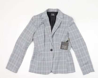 Parallel Womens Grey Geometric Jacket Blazer Size M Button