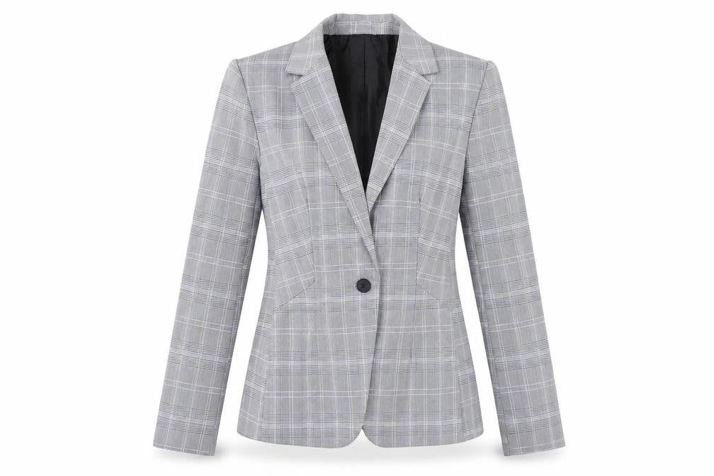 Parallel Womens Grey Geometric Jacket Blazer Size M Button