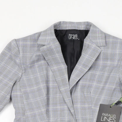 Parallel Womens Grey Geometric Jacket Blazer Size M Button