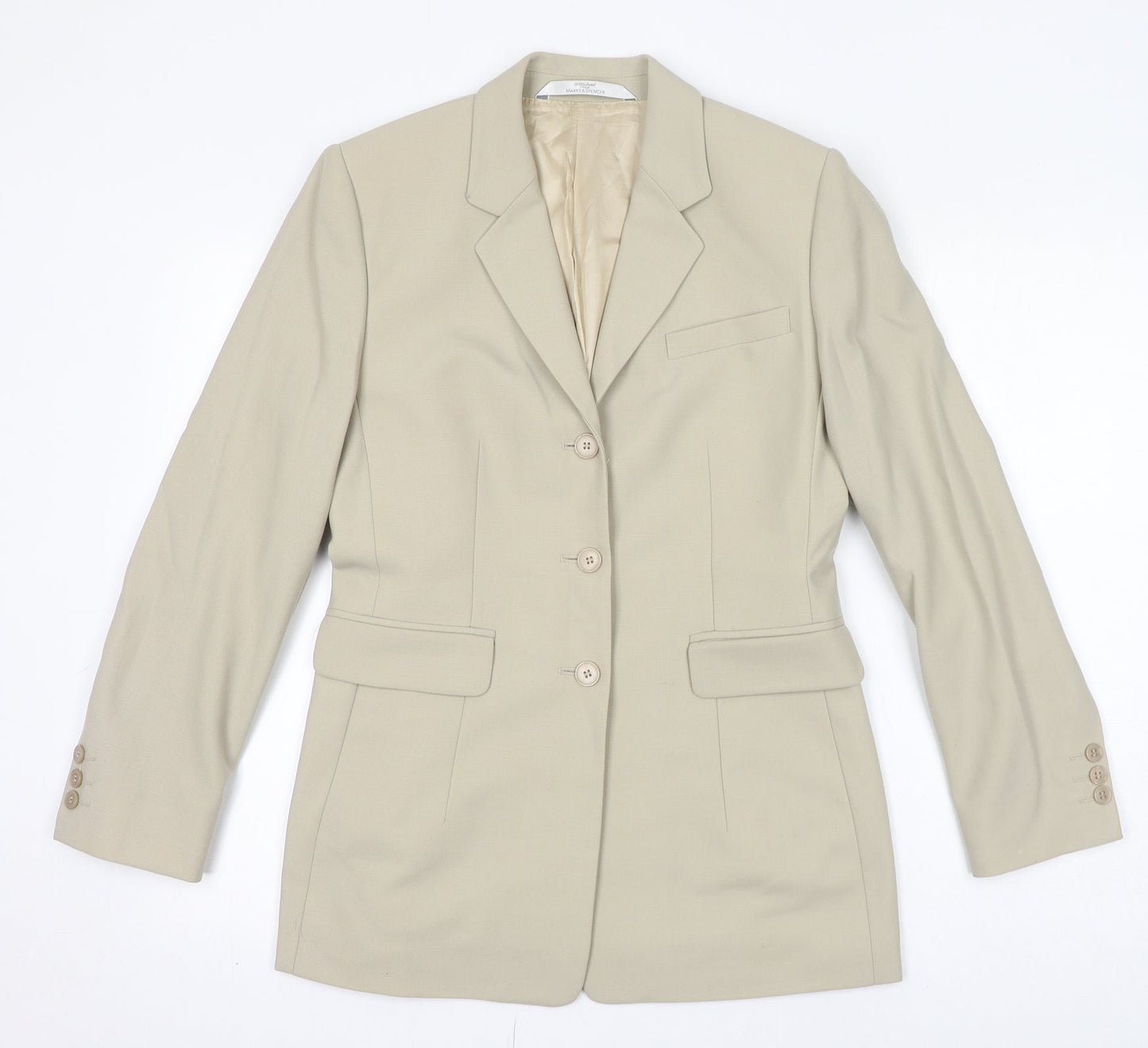 St Michael Womens Ivory Jacket Blazer Size 12 Button