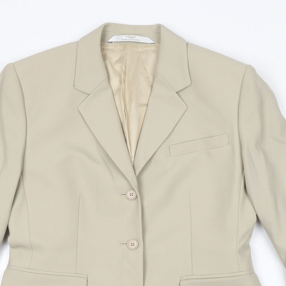St Michael Womens Ivory Jacket Blazer Size 12 Button