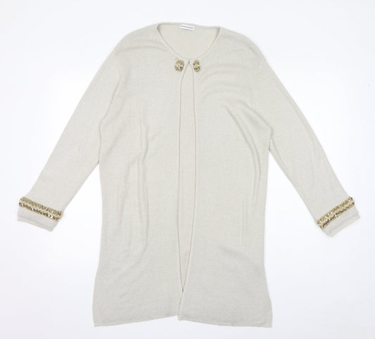 House of Fraser Womens Ivory Round Neck Acrylic Cardigan Jumper Size S