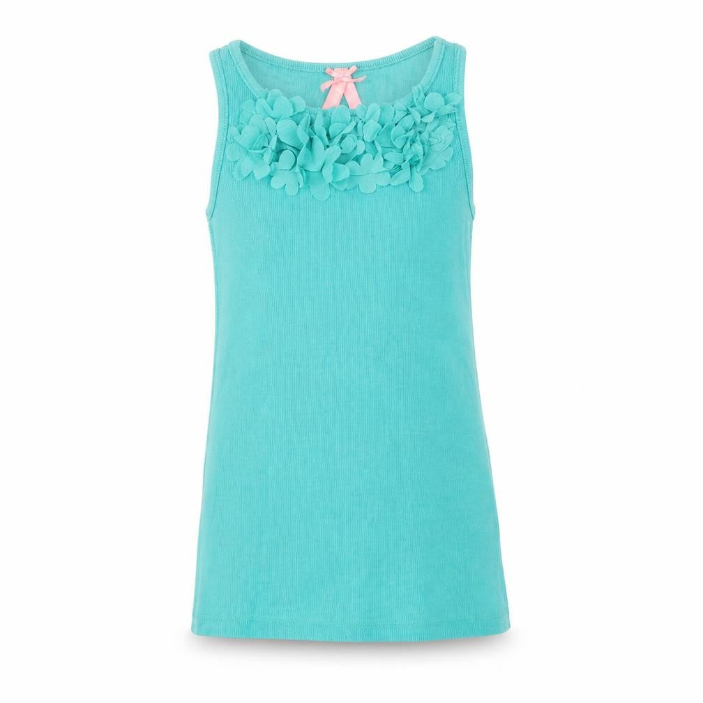 NEXT Girls Green Cotton Basic Tank Size 7 Years Round Neck Pullover