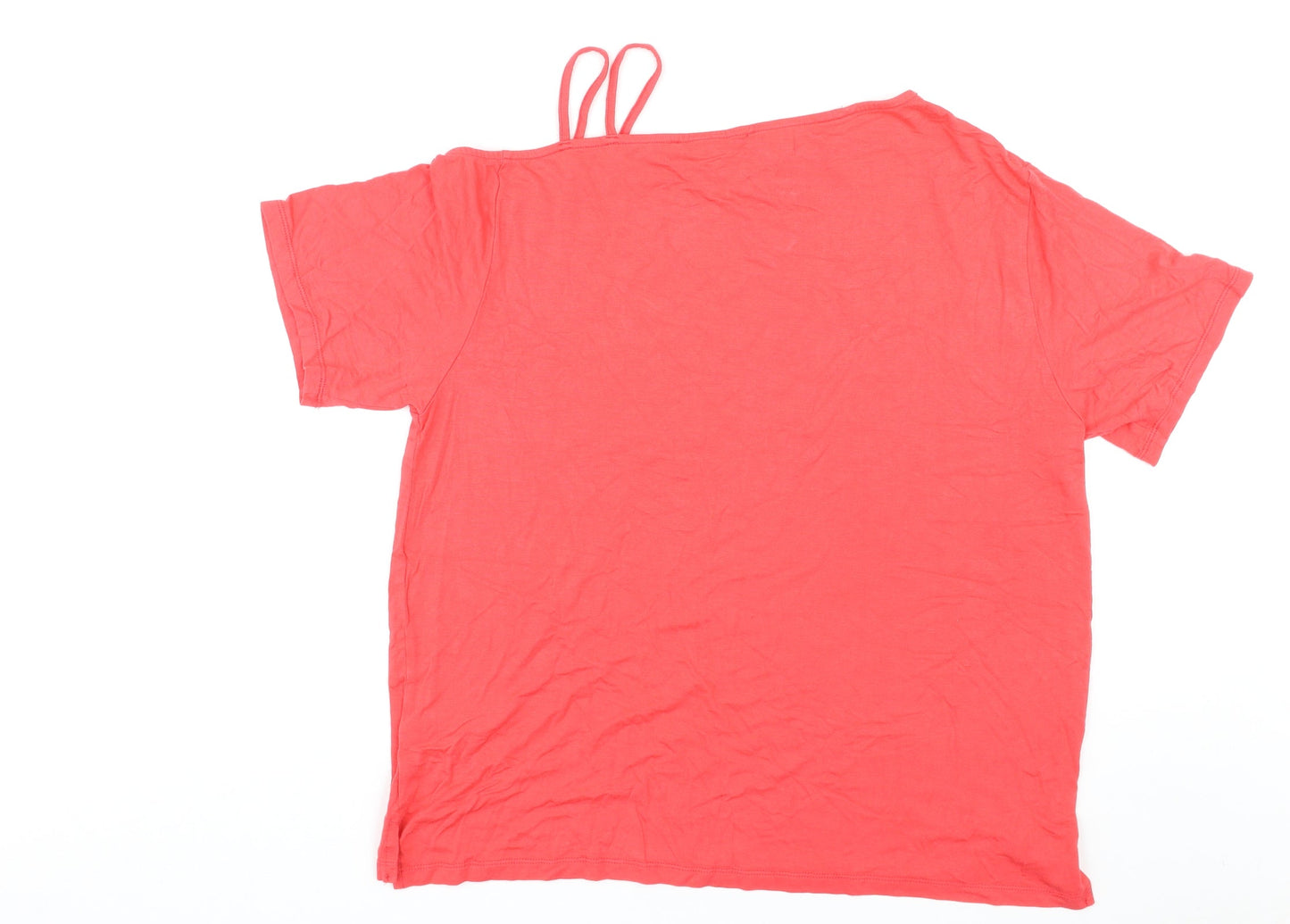 Very Womens Red Viscose Basic T-Shirt Size 12 Boat Neck
