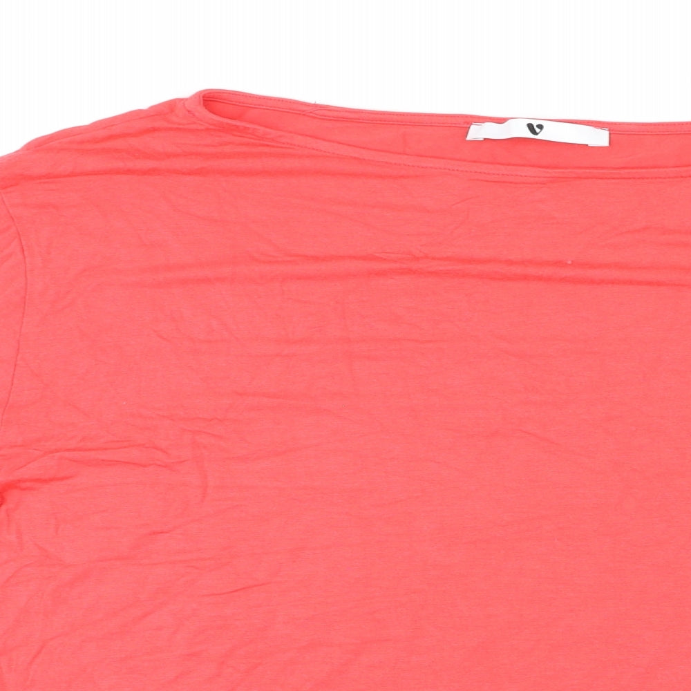 Very Womens Red Viscose Basic T-Shirt Size 12 Boat Neck