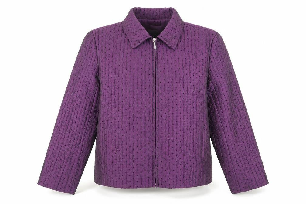 Erin London Womens Purple Geometric Jacket Size L Zip
