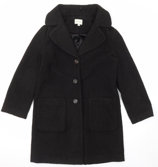 Warehouse Womens Black Overcoat Coat Size 10 Button