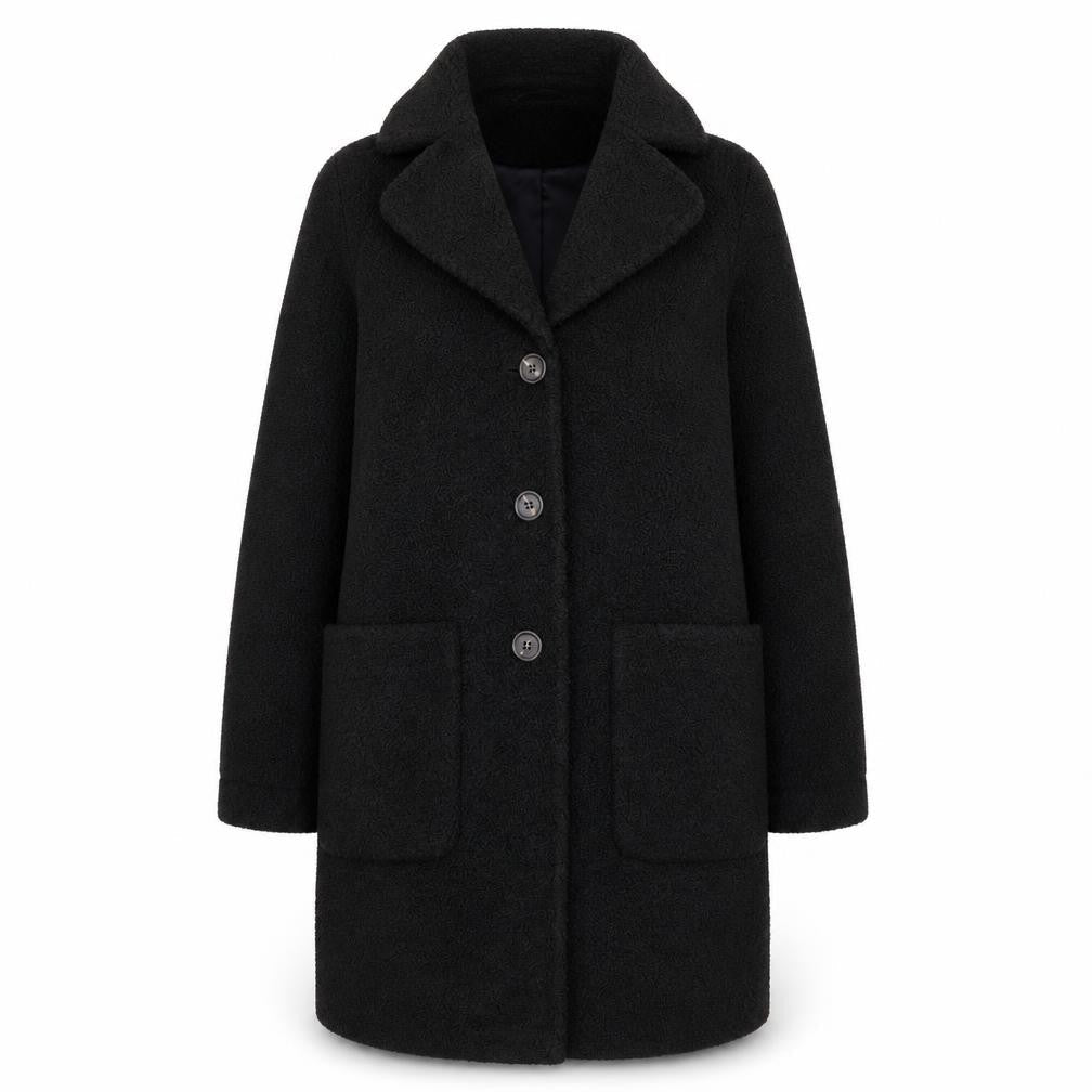 Warehouse Womens Black Overcoat Coat Size 10 Button