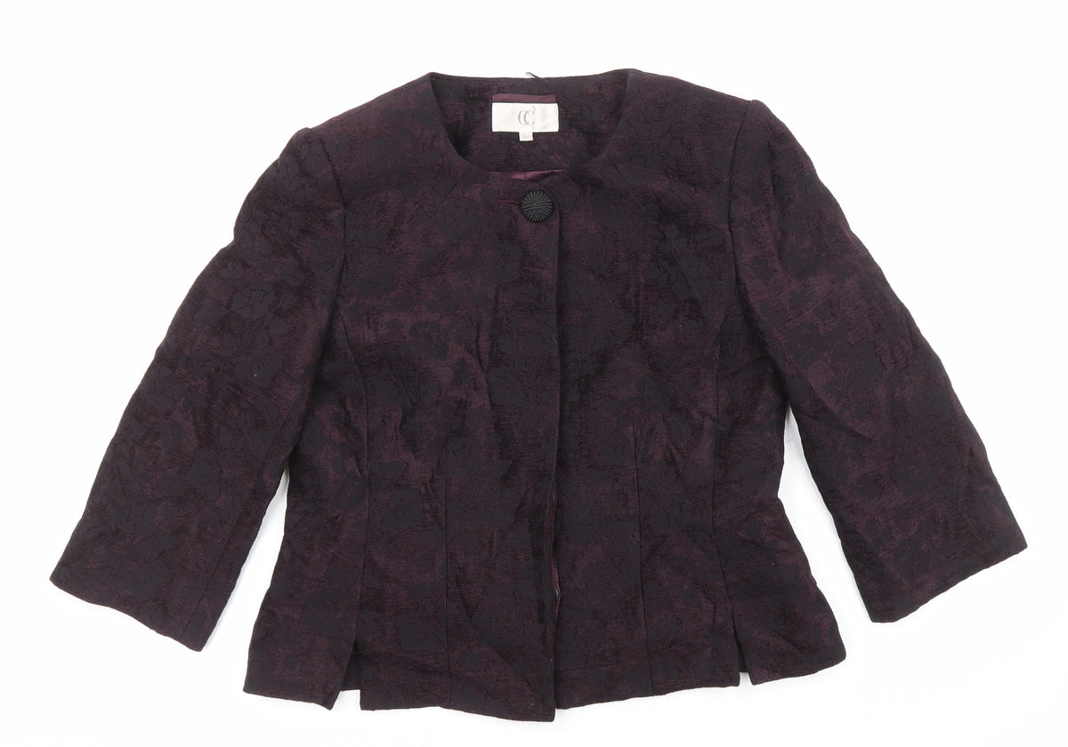 Country Casuals Womens Purple Geometric Jacket Blazer Size 10 Button
