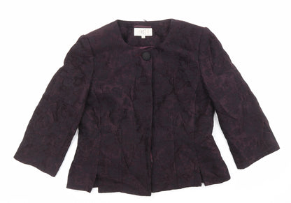 Country Casuals Womens Purple Geometric Jacket Blazer Size 10 Button