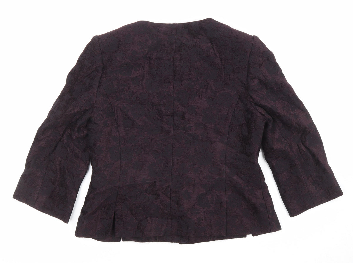 Country Casuals Womens Purple Geometric Jacket Blazer Size 10 Button