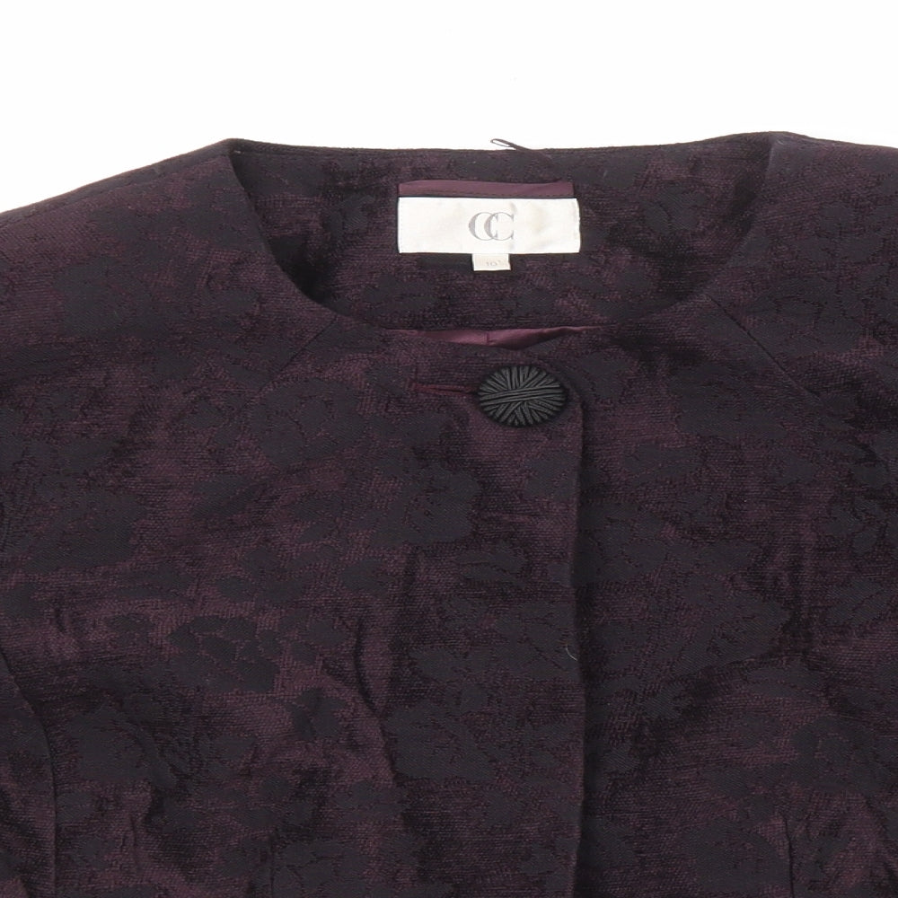 Country Casuals Womens Purple Geometric Jacket Blazer Size 10 Button