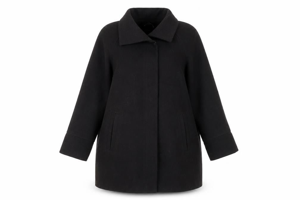 M&Co Womens Black Overcoat Coat Size 14 Button