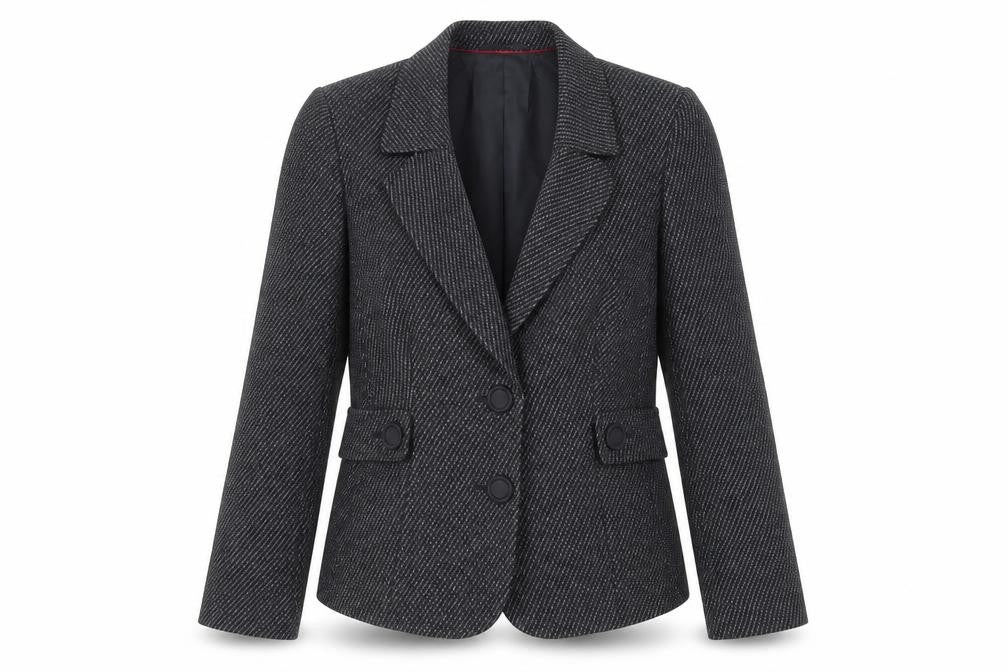 Country Casuals Womens Black Geometric Jacket Blazer Size 14 Button
