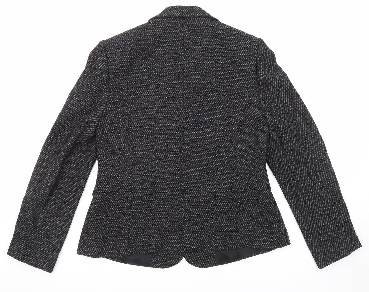 CC Womens Black Geometric Jacket Blazer Size 14 Button
