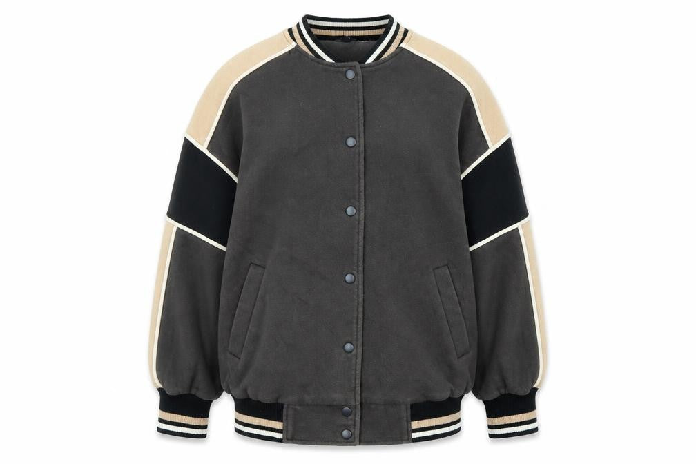 Divided by H&M Womens Grey Geometric Bomber Jacket Jacket Size 2XS Snap