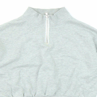 Forever 21 Womens Grey Cotton Pullover Sweatshirt Size S Zip