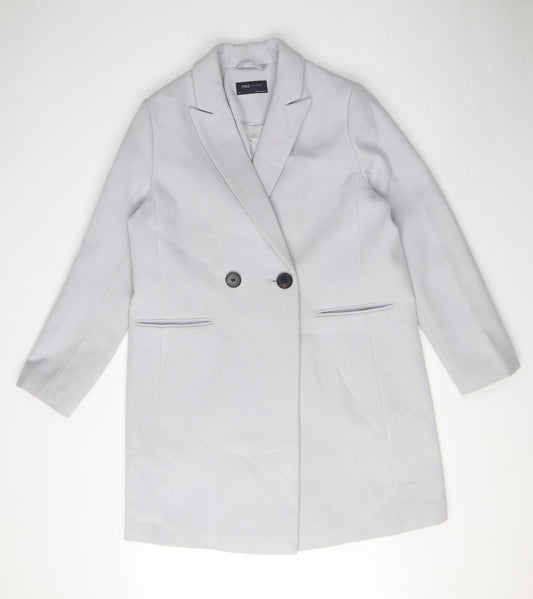 Marks and Spencer Womens Grey Overcoat Blazer Size 14 Button