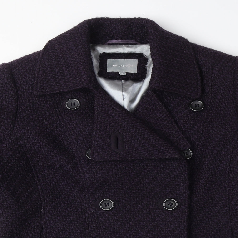 Per Una Womens Purple Geometric Jacket Blazer Size 12 Button