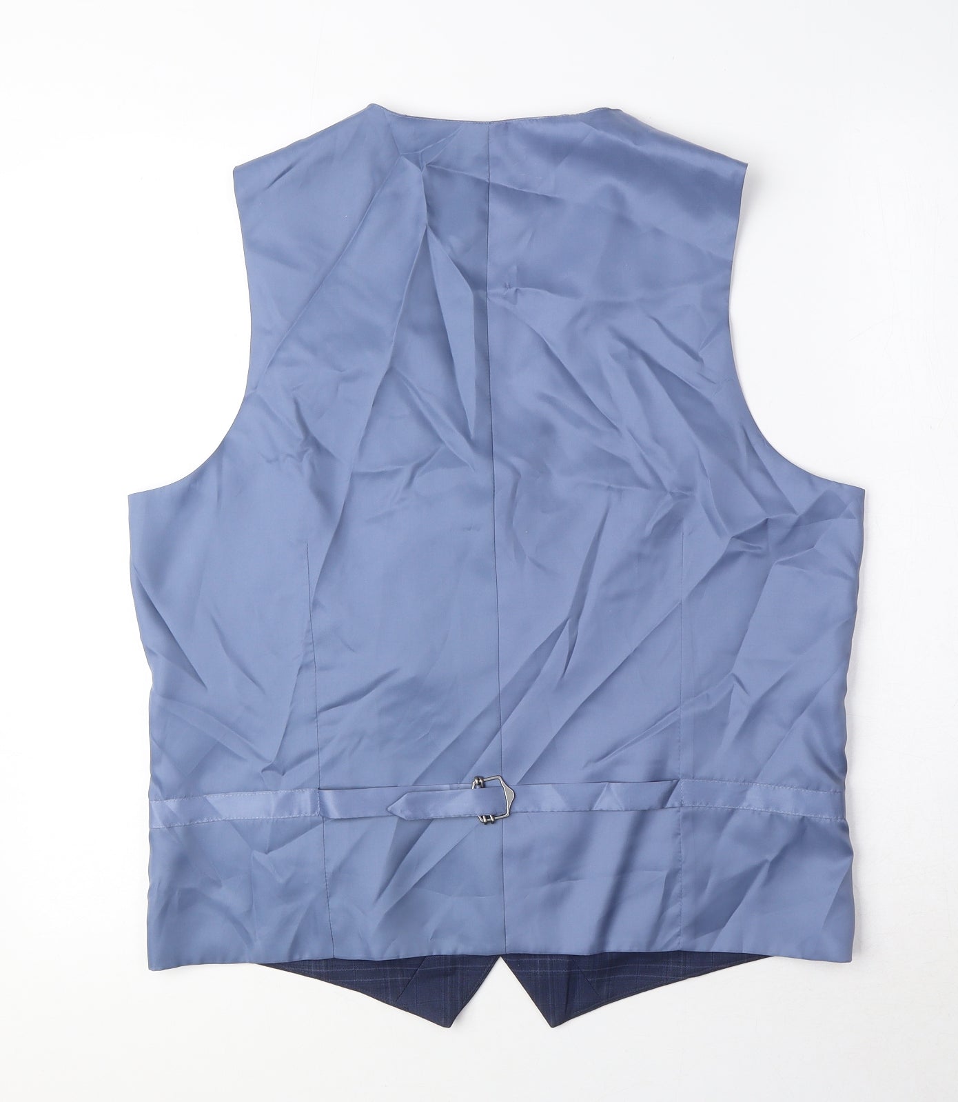 Marks and Spencer Mens Blue Check Polyester Jacket Suit Waistcoat Size 40 Regular