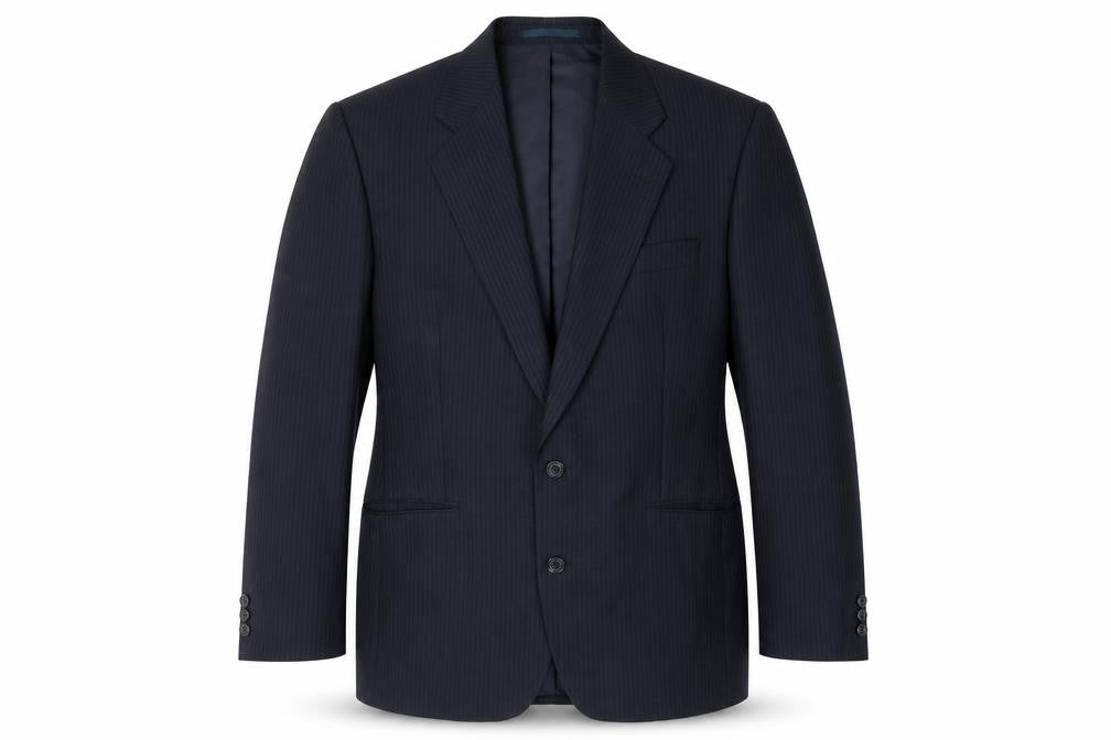 C&A Mens Blue Striped Polyester Jacket Suit Jacket Size 40 Regular