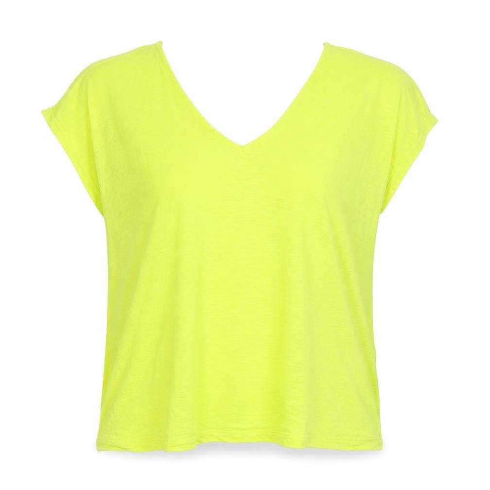 Monsoon Womens Yellow Viscose Basic T-Shirt Size M V-Neck