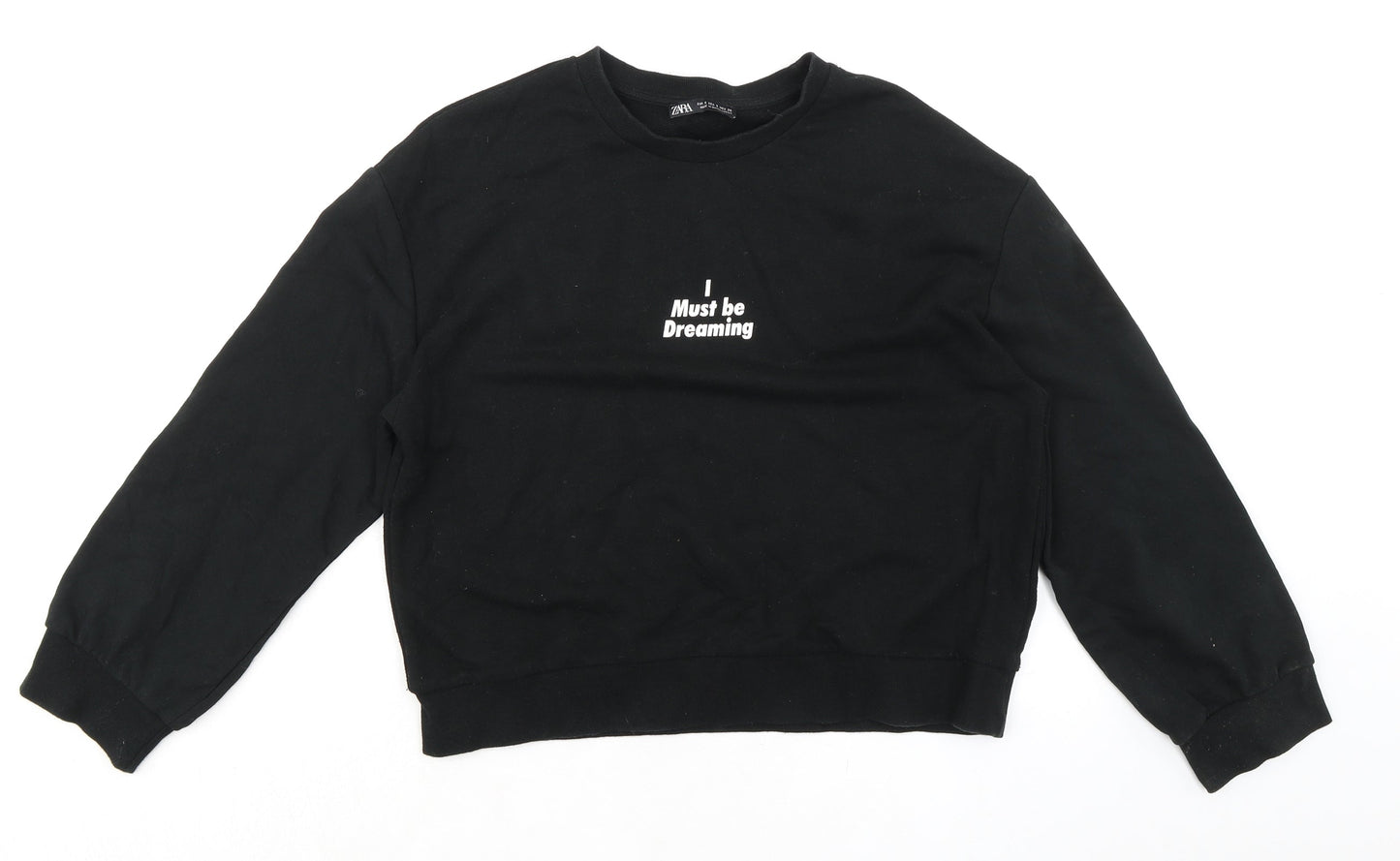 Zara Womens Black Cotton Pullover Sweatshirt Size S Pullover - I must be dreaming