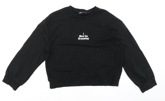 Zara Womens Black Cotton Pullover Sweatshirt Size S Pullover - I must be dreaming