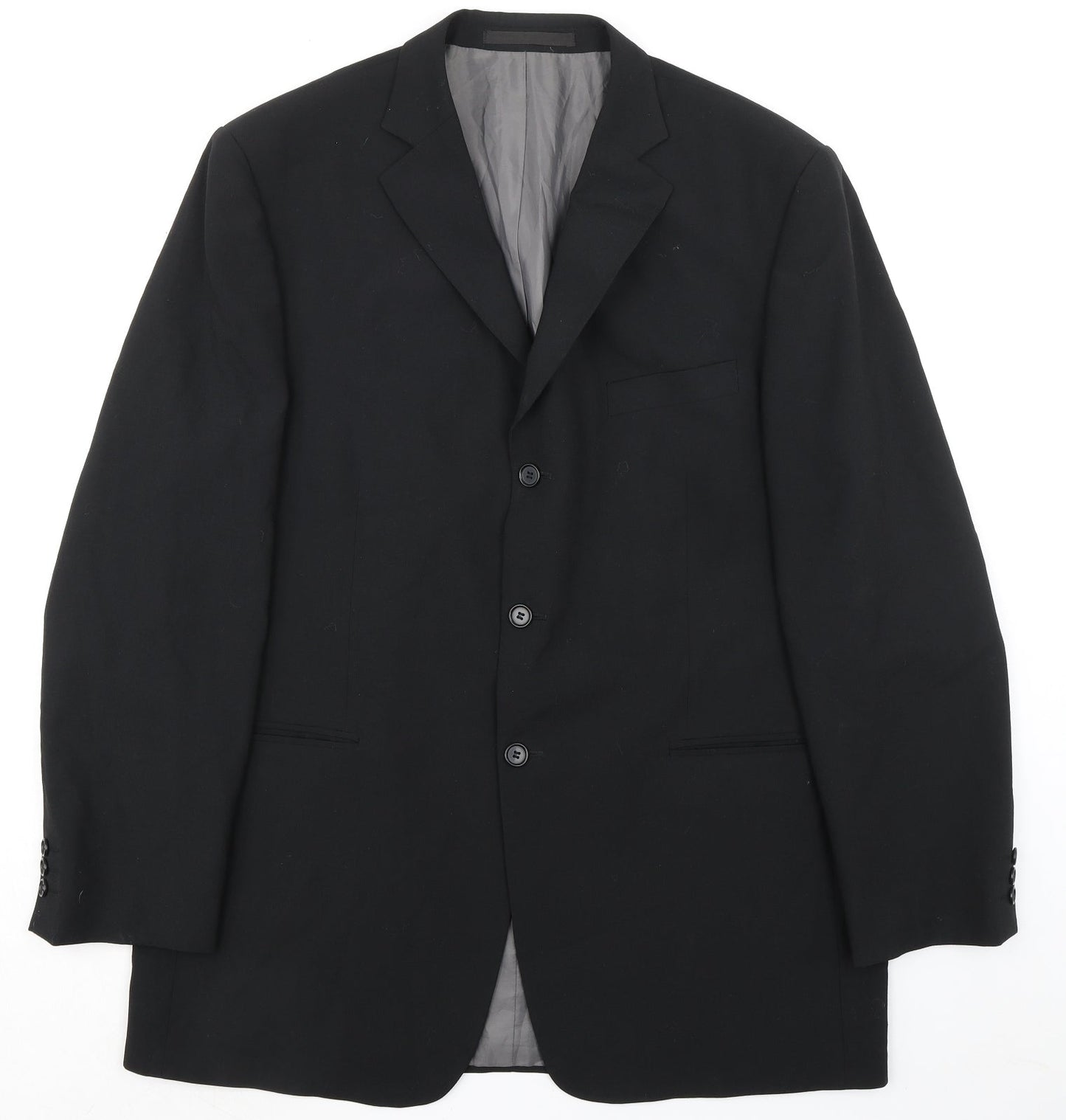 Marks and Spencer Mens Black Polyester Jacket Suit Jacket Size 44 Regular