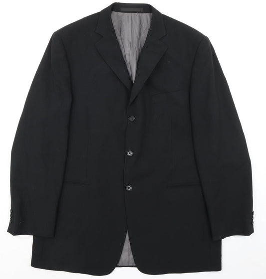 Marks and Spencer Mens Black Polyester Jacket Suit Jacket Size 44 Regular