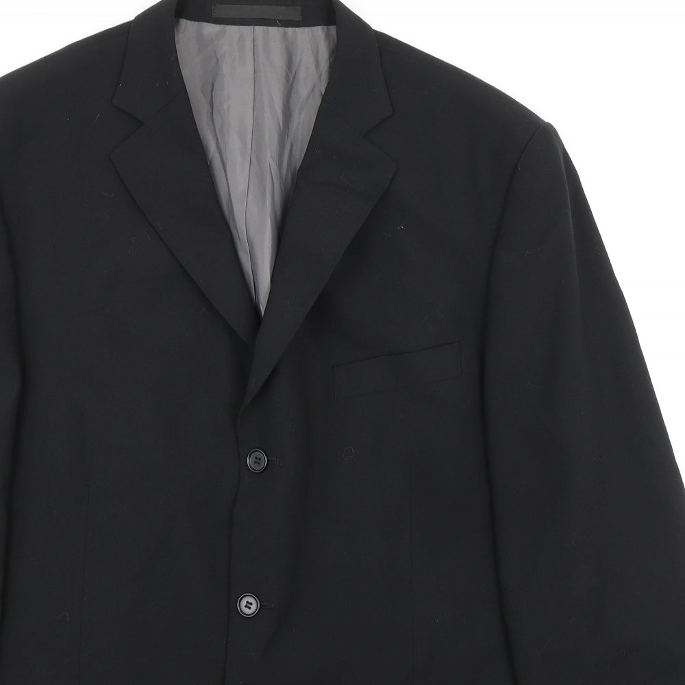 Marks and Spencer Mens Black Polyester Jacket Suit Jacket Size 44 Regular
