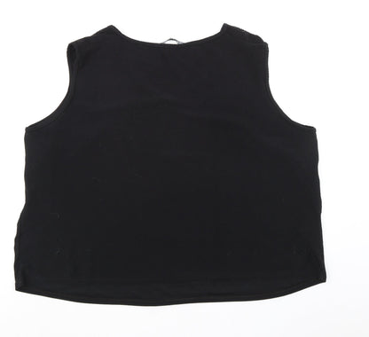 Essence Womens Black Polyester Basic Tank Size 26 V-Neck