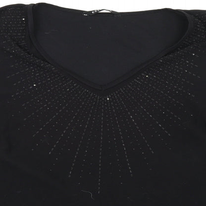 Essence Womens Black Polyester Basic Tank Size 26 V-Neck