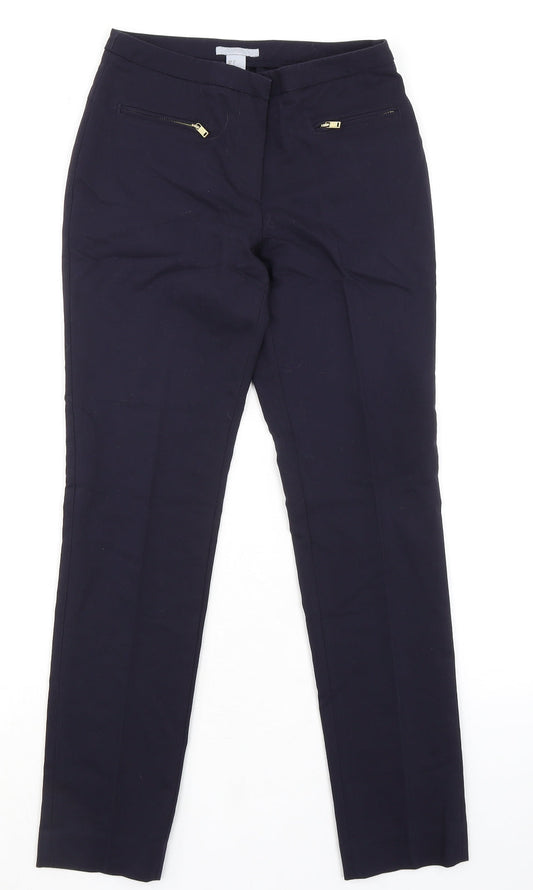 H&M Womens Blue Cotton Dress Pants Trousers Size 4 L28 in Regular Zip