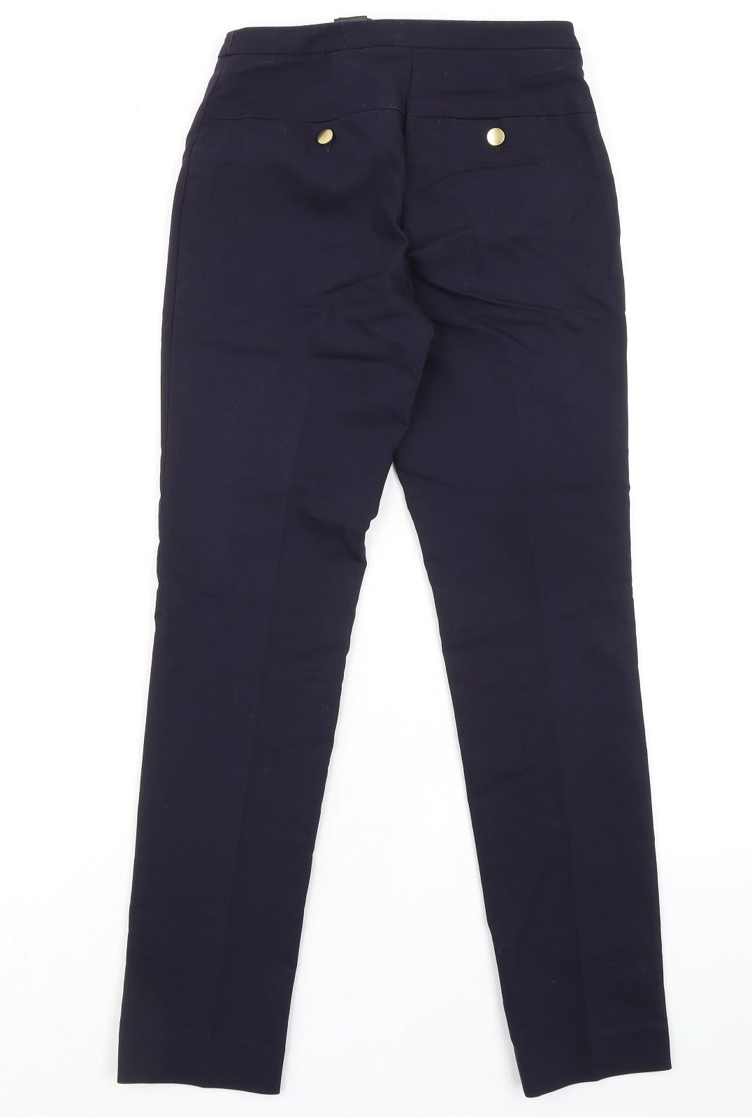 H&M Womens Blue Cotton Dress Pants Trousers Size 4 L28 in Regular Zip
