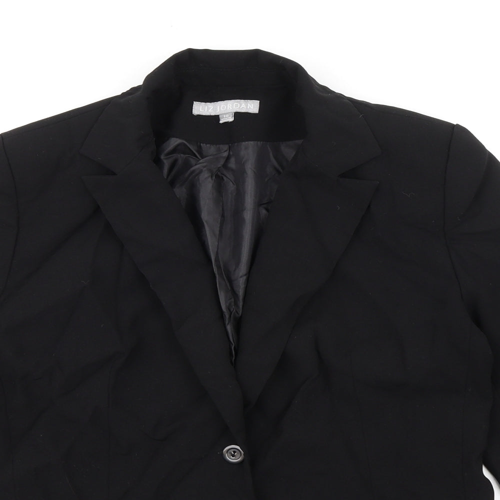 Liz Jordan Womens Black Jacket Blazer Size 10 Button