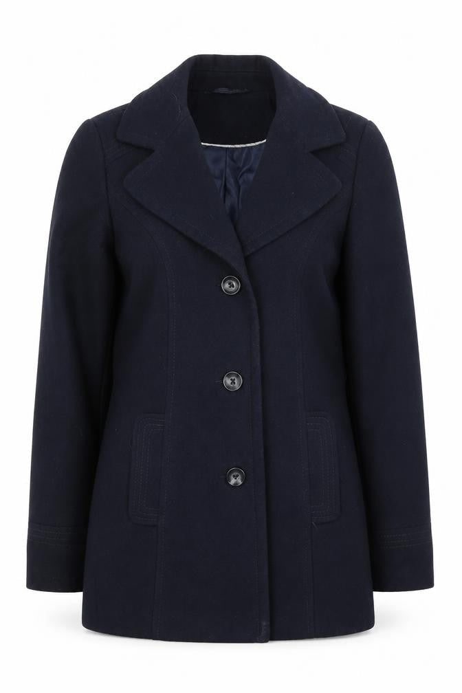 BHS Womens Blue Pea Coat Coat Size 10 Button