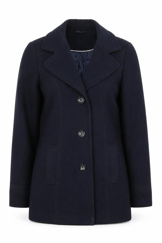 BHS Womens Blue Pea Coat Coat Size 10 Button