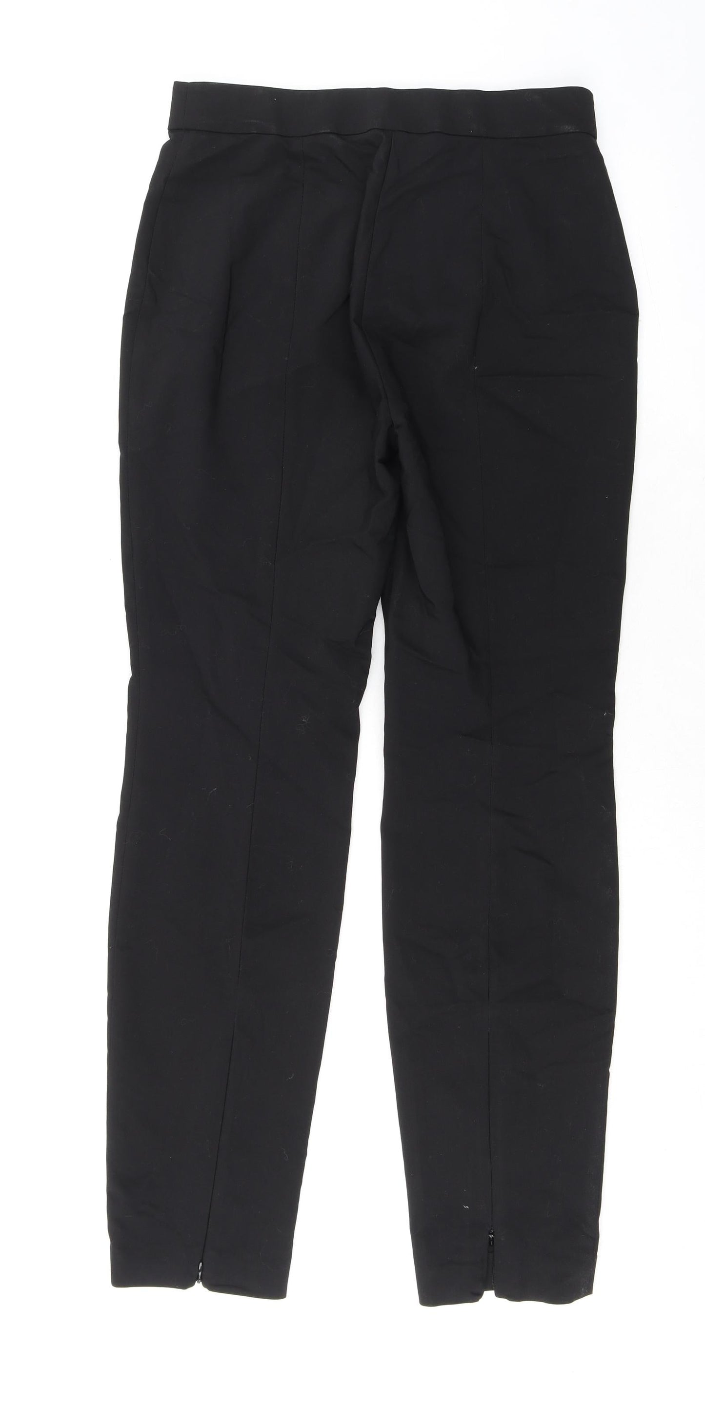 H&M Womens Black Cotton Dress Pants Trousers Size 12 L32 in Regular Zip