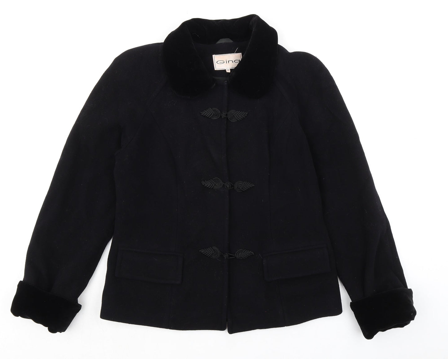 Gina Womens Black Jacket Size 12 Button