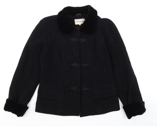 Gina Womens Black Jacket Size 12 Button