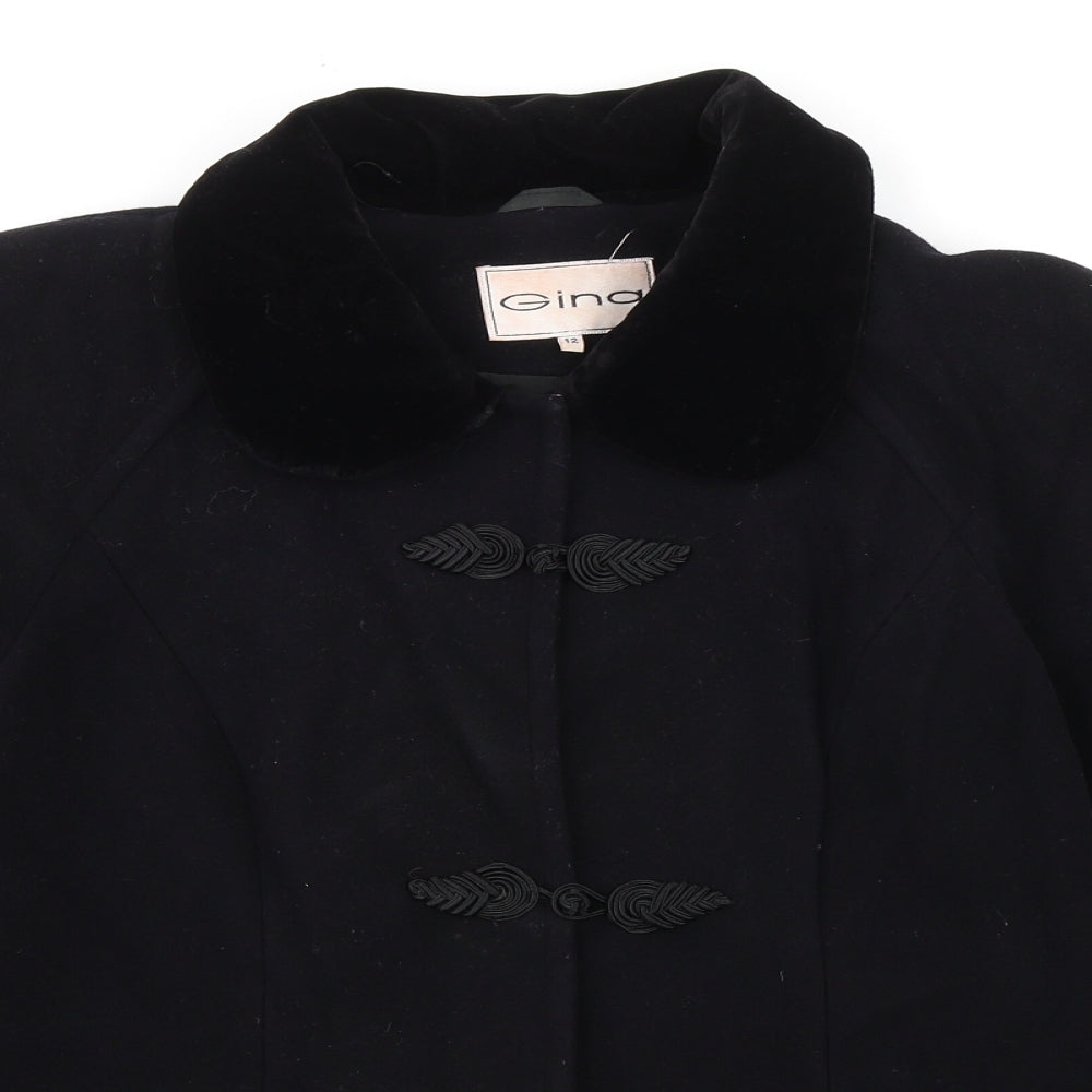 Gina Womens Black Jacket Size 12 Button