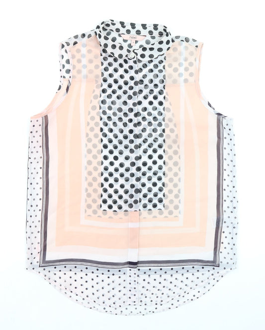 NEXT Womens Multicoloured Polka Dot Polyester Basic Blouse Size 8 Collared