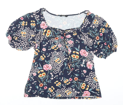 Additional front view of Roman women’s multicoloured floral viscose basic blouse, size UK 12, sweetheart