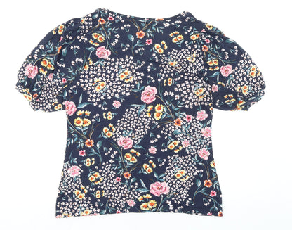 Back view of Roman women’s multicoloured floral viscose basic blouse, size UK 12, sweetheart
