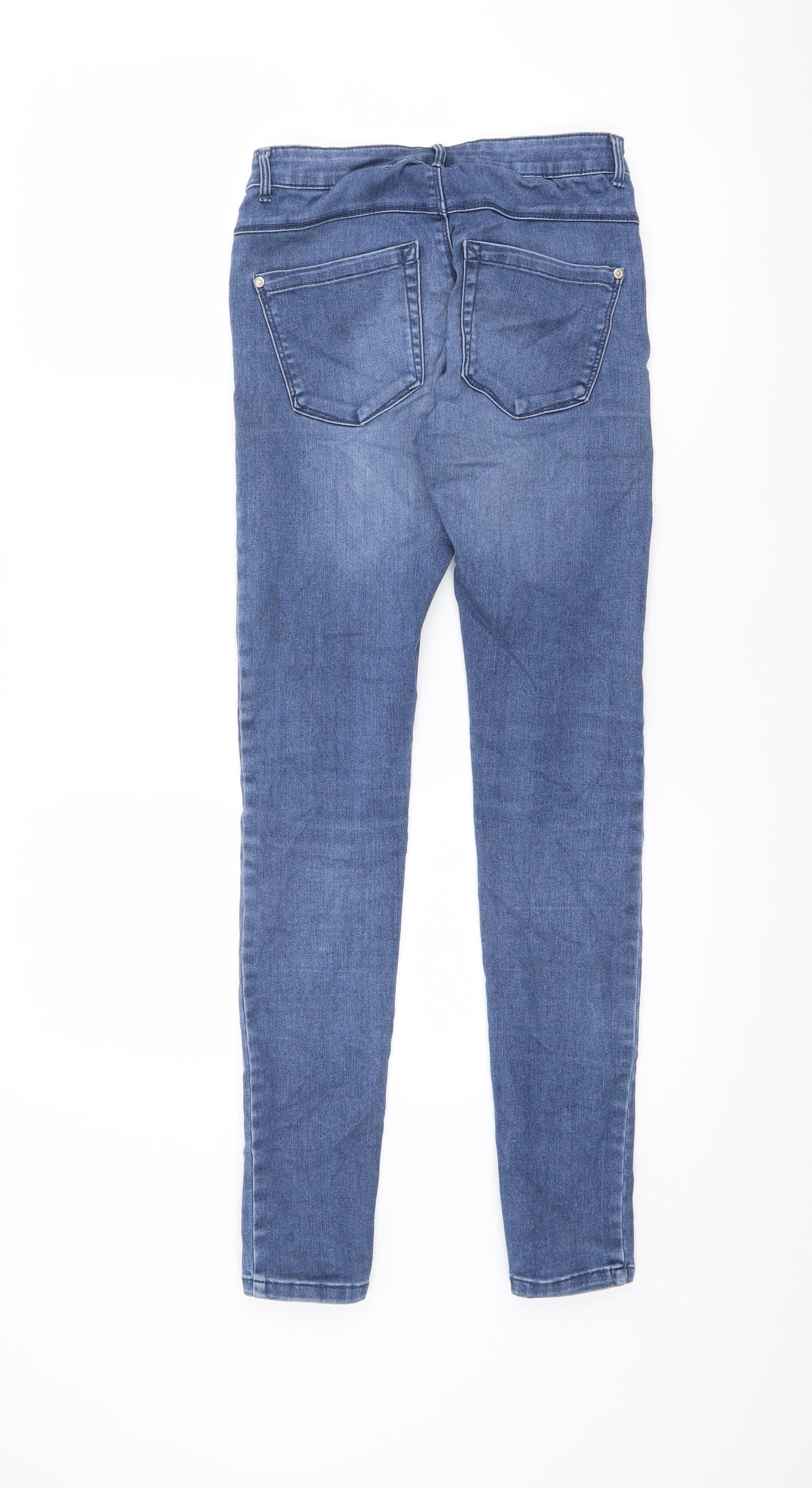 Marks and Spencer Womens Blue Cotton Skinny Jeans Size 4 L29.5 in Regular Zip